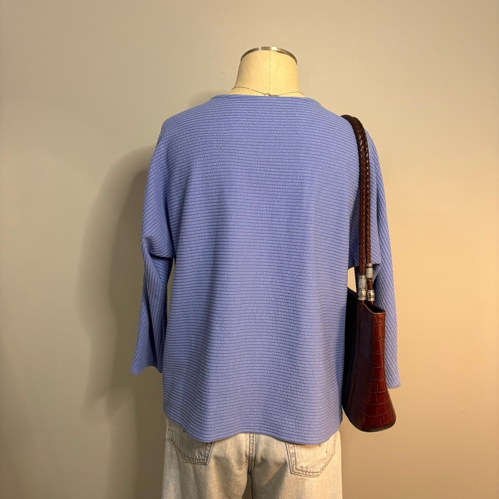 Ruby Rd. Blue V-Neck Blouse - Picture 2 of 3